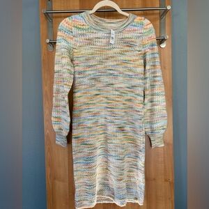 LOFT Pastel Rainbow Space Dye Sweater Dress Long Sleeve XS NWT
